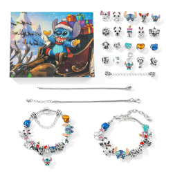Adventný kalendár Stitch náramky a prívesky 24 ks