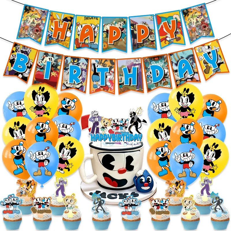 Set narozeninová dekorace Cuphead a Mugman