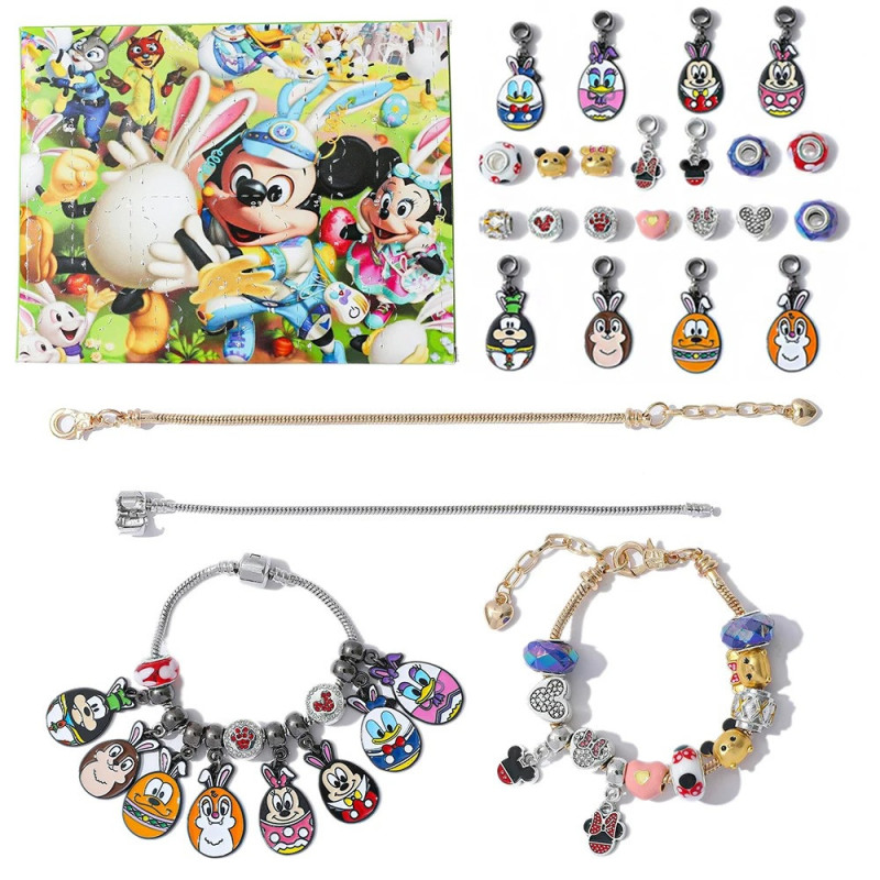 Adventní kalendář Mickey Mouse náramky a přívěsky 24 ks