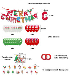 Set vánoční dekorace Merry Christmas