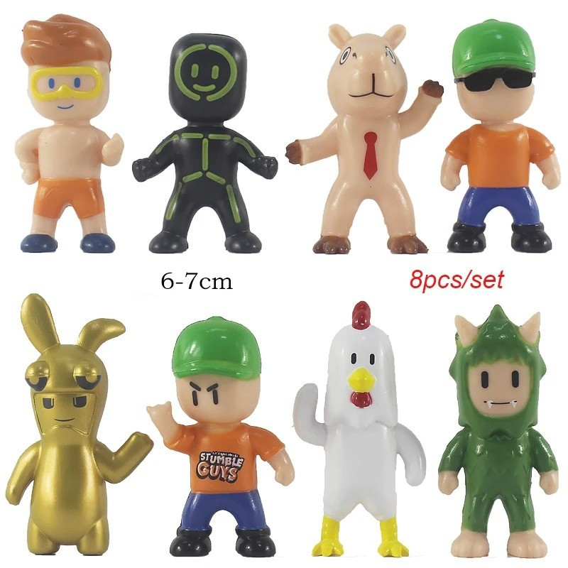 16pcs/8pcs Cartoon Game Stumble Fall Guys Action Figure Toy Pvc Model Statue Anime Collection Dolls Kids Gifts - Action Figures