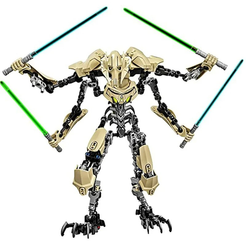 32cm Ksz714 Star Toy Anime General Robot Grievous With Lightsaber Hilt Combat Weapon Model Building Blocks Action Figure Gifts|