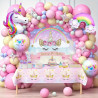 132PCS Rainbow Unicorn Balloon Arch Flower Ring Set, Used for Summer P