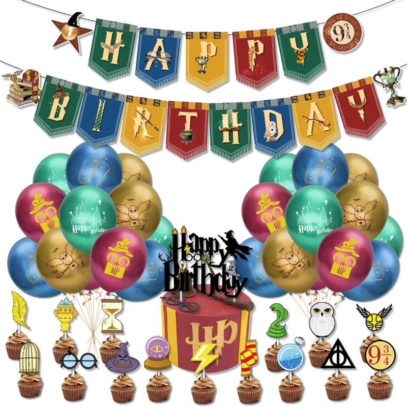 Cute Harry Potter Birthday Party Supply Disposable Banner Cake Topper