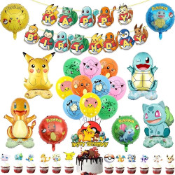 Pokemon Balloons Happy Birthday Banner Pikachu Party Decor Cup Plate D
