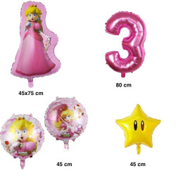 Disney Peach Princess Number Balloon Set Foil Globos Happy Birthday Pa