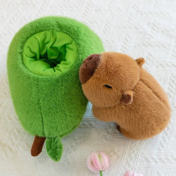 Adorable Capybara In Avocado Plushie Soft Fuzzy Plush Pig Hide In Ador