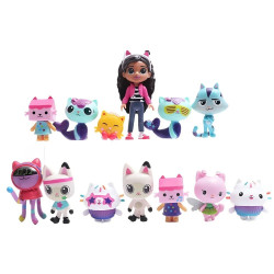 13Pcs/Set Gabby Dollhouse Anime Figures Smiling Car Cat Hug Gaby Girl