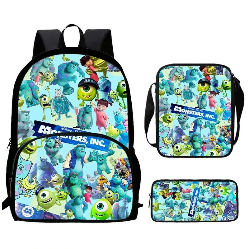 Monsters Inc Child School Backpack with Front Pocket,Shoulder Bags,Pen