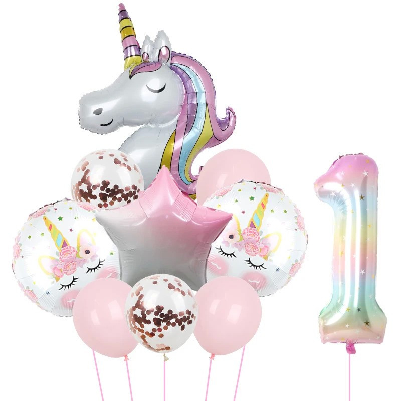 10pcs/set Rainbow Unicorn Party Balloons 40inch Gradient Color Digital