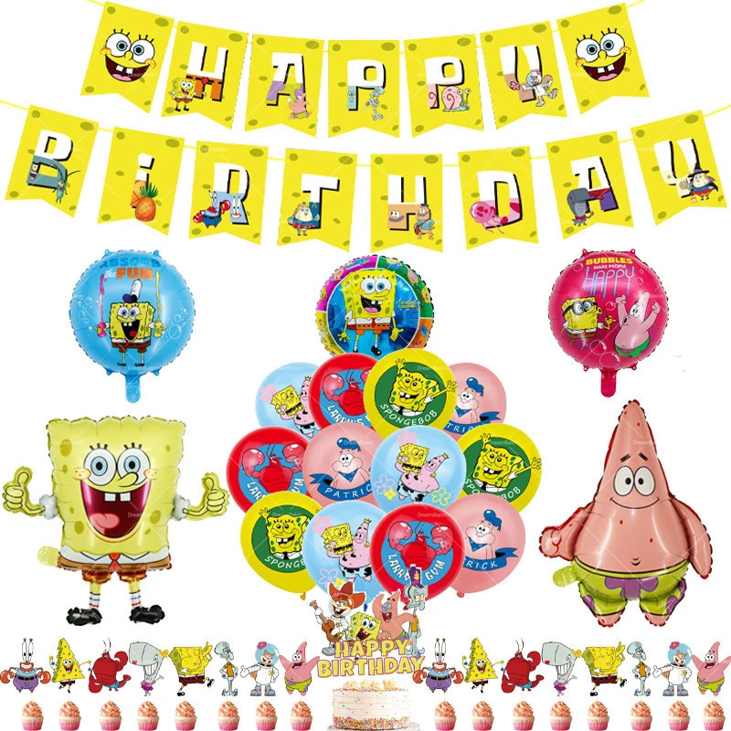SpongeBob SquarePants Balloons Cake Topper Safari Wild One Ballon Happ