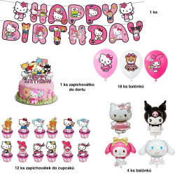 Set narozeninová dekorace Hello Kitty, Kuromi a Melody