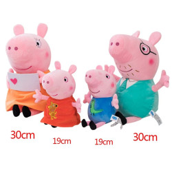 SET Plyšové hračky Prasiatko Peppa 4 ks 19-30 cm