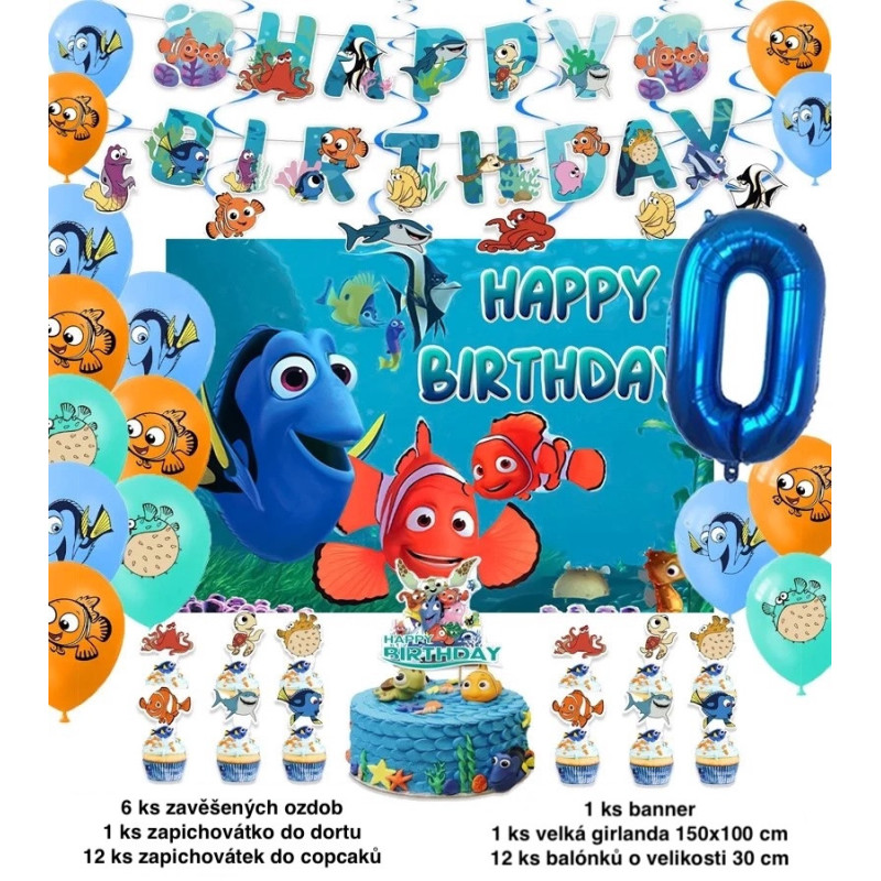 Set narozeninová dekorace Nemo a Dory
