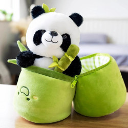 Plyšák panda s bambusem 25/40 cm