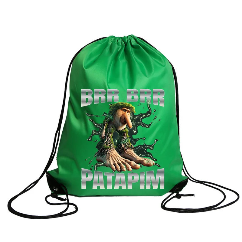 Italian Brainrot Drawstring Bag Backpack Cartoon Tung Tungtung Sahur T