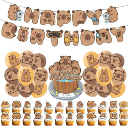 Capybara Balloons Happy Birthday Banner Animal Themed Birthday Decorat
